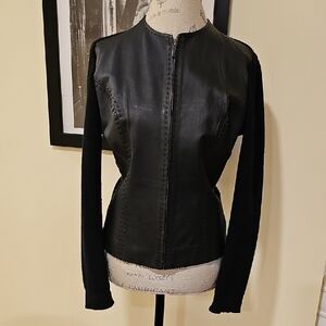 Massini black leather jacket sz M